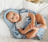 Soft All Season Bamboo Baby Blanket "Popcorn" - Blue Blanket Lullalove UK 