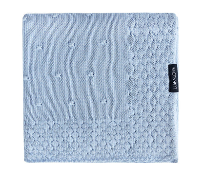 Soft All Season Bamboo Baby Blanket "Popcorn" - Blue Blanket Lullalove UK 