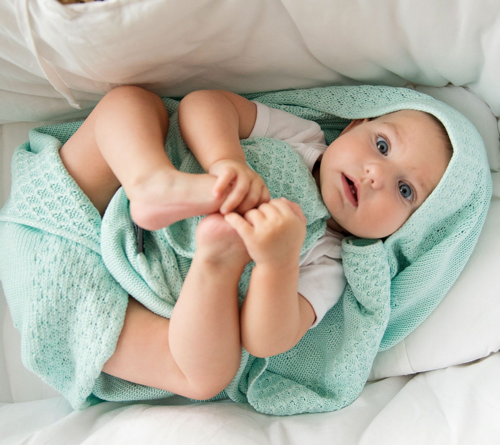Soft All Season Bamboo Baby Blanket "Popcorn" - Mint Blanket Lullalove UK 