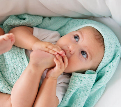 Soft All Season Bamboo Baby Blanket "Popcorn" - Mint Blanket Lullalove UK 