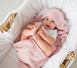 Soft All Season Bamboo Baby Blanket "Popcorn" - Powder Pink Blanket Lullalove UK 