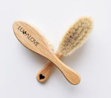 Soft baby hairbrush with goat's bristle & washcloth - Herbs blue Brush Lullalove 