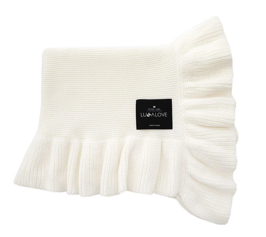 Soft bamboo baby blanket with a frill - Coconut Blanket Lullalove UK 