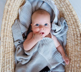 Soft bamboo baby blanket with a frill - Grey Blanket Lullalove UK 
