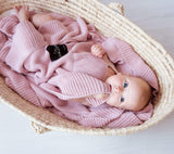 Soft bamboo baby blanket with a frill - Powder pink Blanket Lullalove UK 