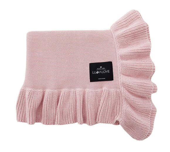 Soft bamboo baby blanket with a frill - Powder pink Blanket Lullalove UK 