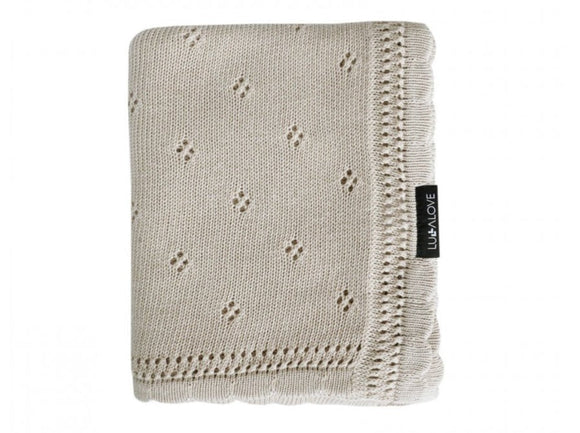 Soft cellular bamboo baby blanket - Beige - Daisy Blanket Lullalove UK 