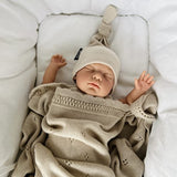 Soft cellular bamboo baby blanket - Beige - Daisy Blanket Lullalove UK 