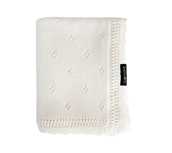 Soft cellular bamboo baby blanket - Coconut - Daisy Blanket Lullalove UK 