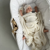 Soft cellular bamboo baby blanket - Coconut - Daisy Blanket Lullalove UK 