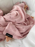 Soft cellular bamboo baby blanket - Powder Pink - Daisy Blanket Lullalove UK 
