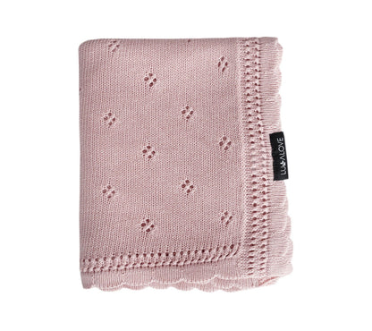 Soft cellular bamboo baby blanket - Powder Pink - Daisy Blanket Lullalove UK 
