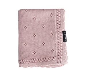 Soft cellular bamboo baby blanket - Powder Pink - Daisy Blanket Lullalove UK 