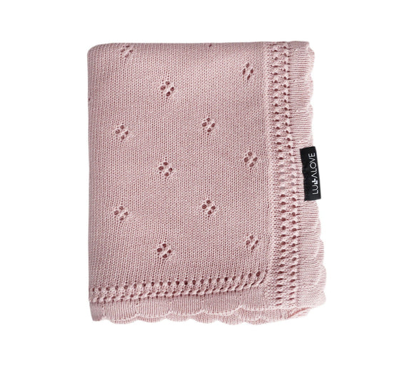 Soft cellular bamboo baby blanket - Powder Pink - Daisy Blanket Lullalove UK 
