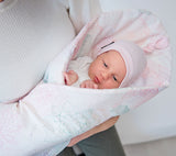 Swaddle wrap blanket / baby playmat - Boho pink Duvet swaddles Lullalove UK 