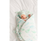 Swaddle wrap blanket / baby playmat - Ferns mint Duvet swaddles Lullalove UK 