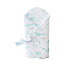 Swaddle wrap blanket / baby playmat - Ferns mint Duvet swaddles Lullalove UK 