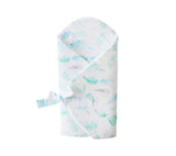 Swaddle wrap blanket / baby playmat - Ferns mint Duvet swaddles Lullalove UK 