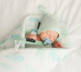 Swaddle wrap blanket / baby playmat - Ferns mint Duvet swaddles Lullalove UK 