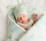 Swaddle wrap blanket / baby playmat - Ferns mint Duvet swaddles Lullalove UK 