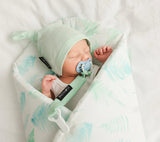 Swaddle wrap blanket / baby playmat - Ferns mint Duvet swaddles Lullalove UK 
