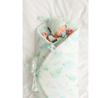 Swaddle wrap blanket / baby playmat - Ferns mint Duvet swaddles Lullalove UK 