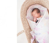 Swaddle wrap blanket / baby playmat - Ferns pink Duvet swaddles Lullalove UK 