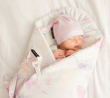 Swaddle wrap blanket / baby playmat - Ferns pink Duvet swaddles Lullalove UK 
