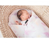 Swaddle wrap blanket / baby playmat - Ferns pink Duvet swaddles Lullalove UK 