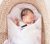 Swaddle wrap blanket / baby playmat - Ferns pink Duvet swaddles Lullalove UK 