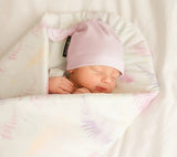 Swaddle wrap blanket / baby playmat - Ferns pink Duvet swaddles Lullalove UK 