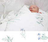 Swaddle wrap blanket / baby playmat - Herbs blue Duvet swaddles Lullalove UK 