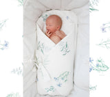 Swaddle wrap blanket / baby playmat - Herbs blue Duvet swaddles Lullalove UK 
