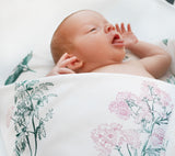Swaddle wrap blanket / baby playmat - Herbs pink Duvet swaddles Lullalove UK 