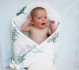 Swaddle wrap blanket / baby playmat - Herbs pink Duvet swaddles Lullalove UK 