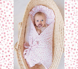 Swaddle wrap blanket / baby playmat - Pink flowers Duvet swaddles Lullalove 