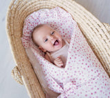 Swaddle wrap blanket / baby playmat - Pink flowers Duvet swaddles Lullalove 